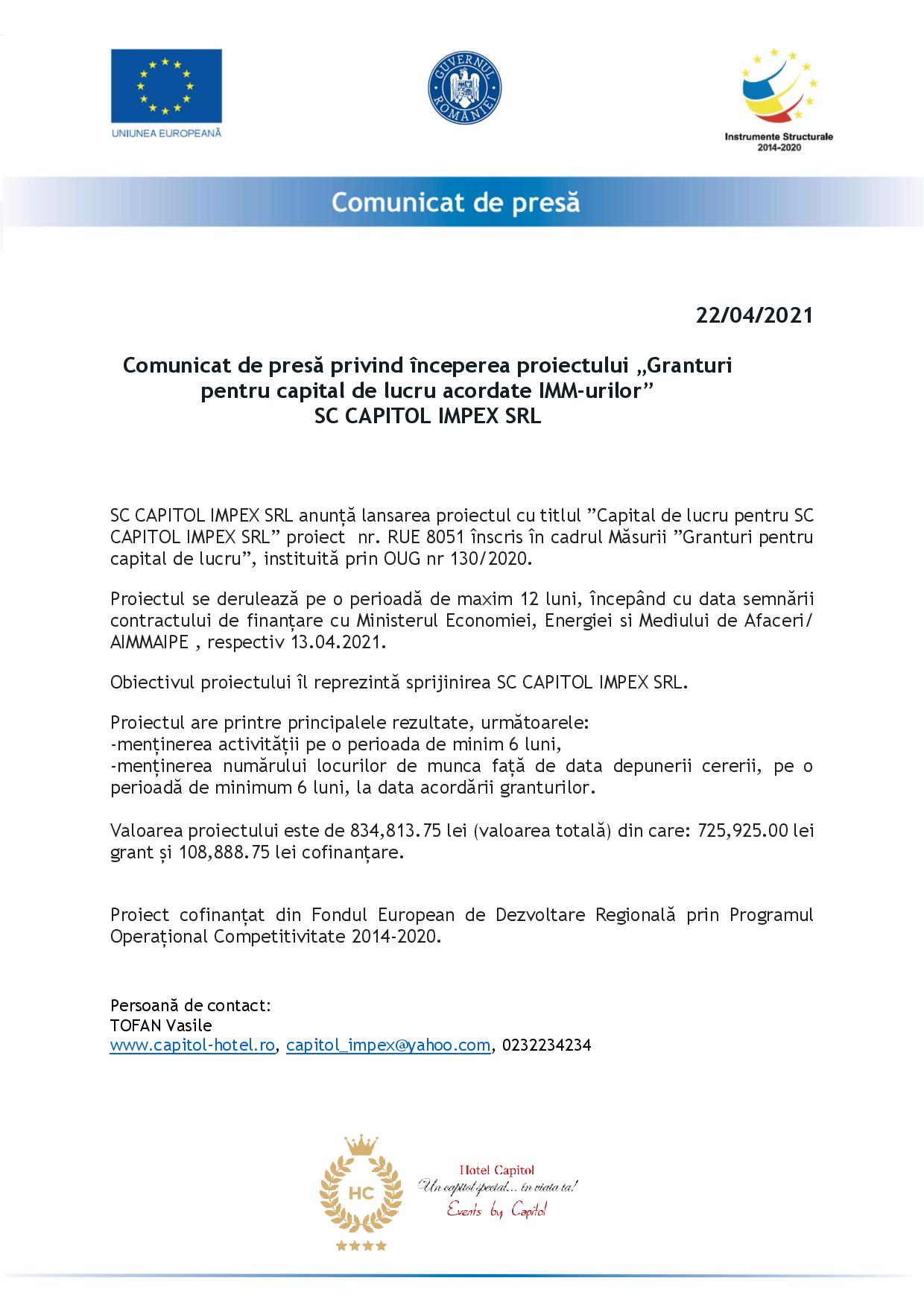 comunicat de presa conicat de presa